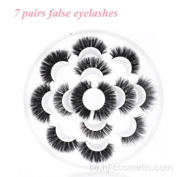 Partihandel 7 Par 3D Mink False Eyelashes With Flower Trays Packaging